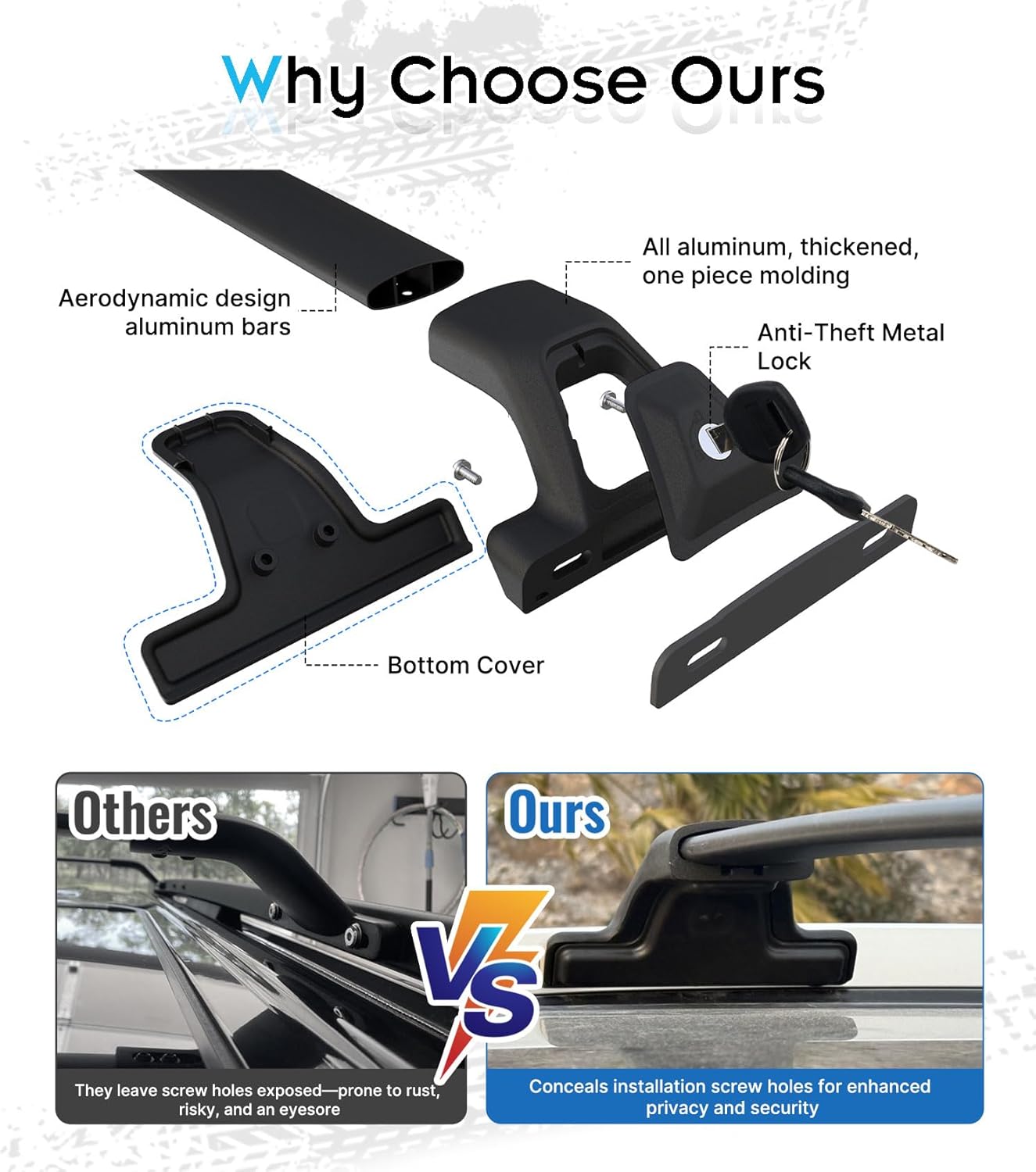 300 LBS Lockable Roof Rack Cross Bars for 2021-2025 Jeep Grand Cherokee L 3-Row and 2022-2025 Jeep Grand Cherokee 2-Row - Hidden Screws & Low Wind Noise Aluminum Cargo Carrier