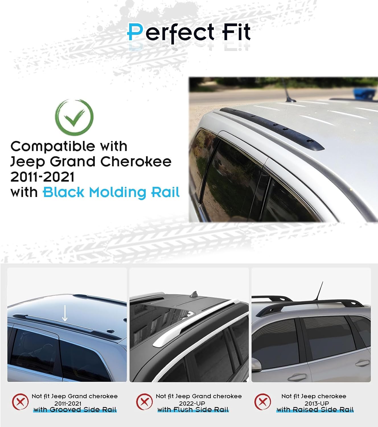 Roof Rack for Jeep Grand Cherokee SRT & Trackhawk 2011-2021, 265 LBS Heavy Duty Cross Bars- Anti-Theft Lock- Low Wind Noise- Kayak, Bike, Cargo Ready