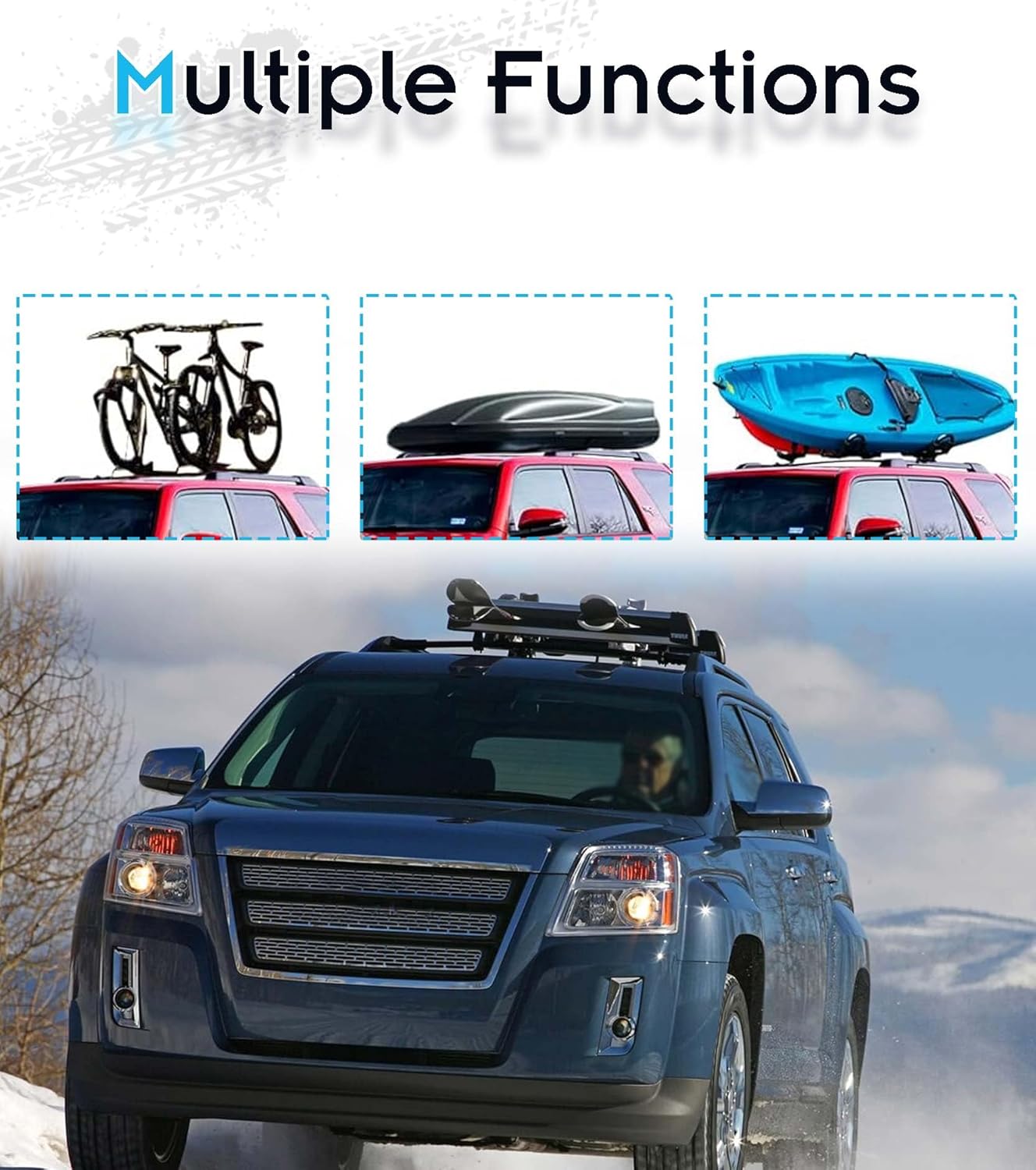 Upgraded 220 LBS Roof Racks for 2010-2017 Chevy Equinox & Terrain, Deepace All Aluminum Black Cross Rails for Kayak Ski Rooftop Accessories