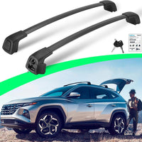 Silent Lockable Cross Bars Roof Racks for Hyundai Tucson 2022-2025 SE SEL N Line Limited NX4, Deepace Black Anti-Theft 165 LBS Cross Rails