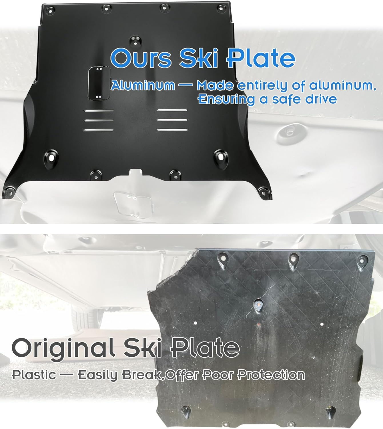 All Aluminum Front Protective Skid Plate for Tesla Model Y/Model 3, Fits 2017-2024, Guards Chassis from Road Debris