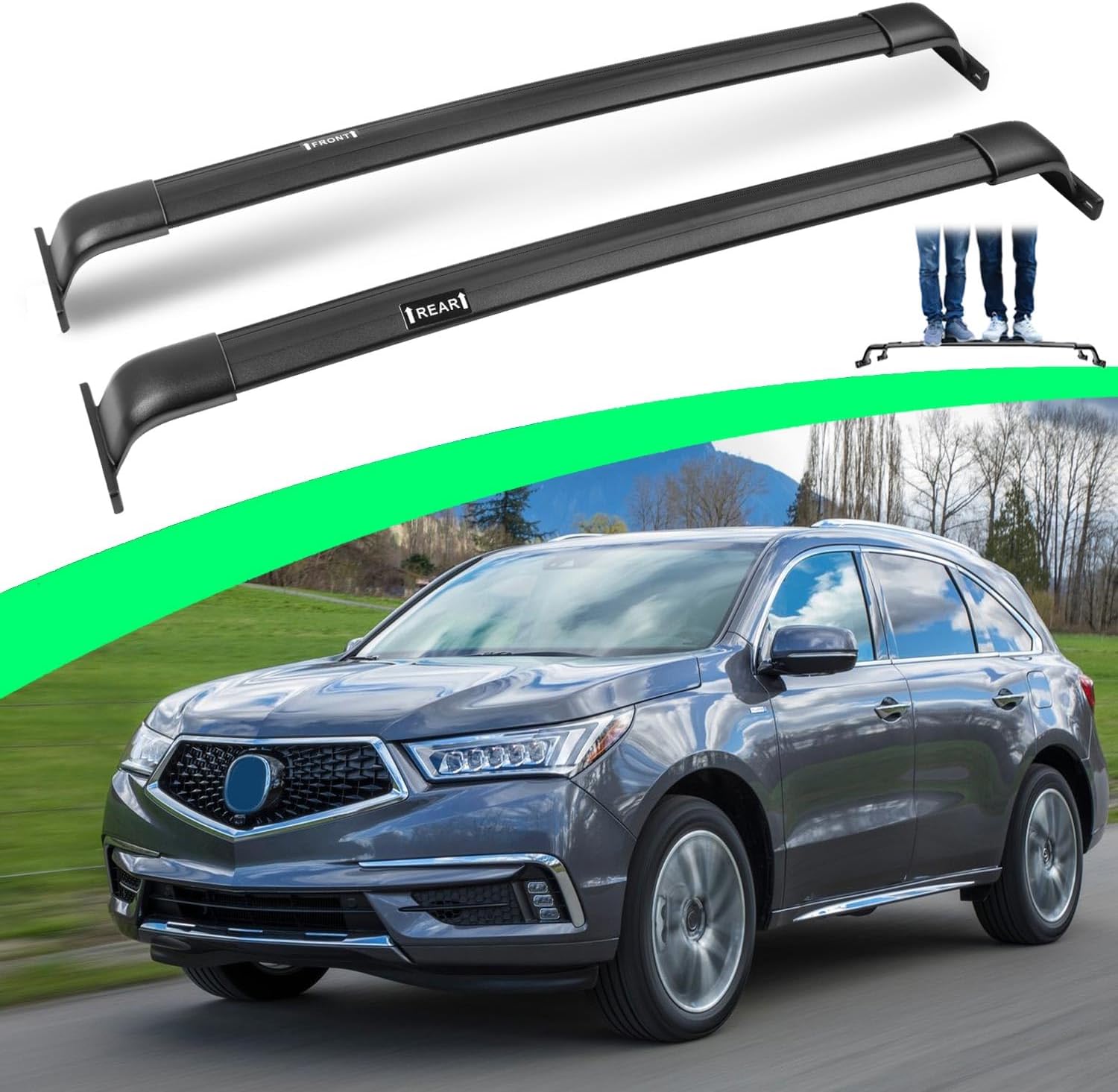 220 LBS Roof Racks for Acura MDX 2014-2021, Deepace All Aluminum Cross Bars for Cargo Ski Kayak Bike Snowboad Accessories