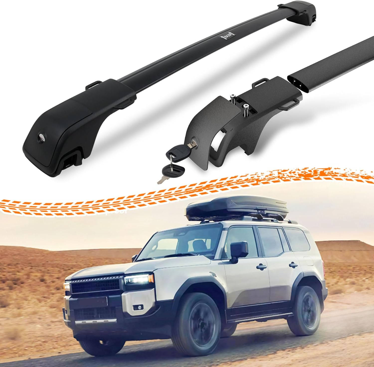 330LBS Lockable Roof Rack Cross Bars for 2024 2025 Toyota Land Cruiser 250 & Lexus GX550, 2-Hole 2-Screw Mounting & Custom Fit Design