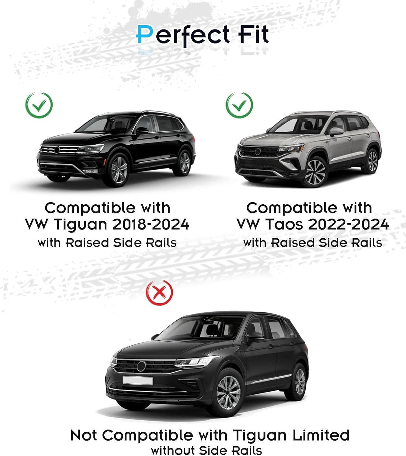 Deepace 330LBS Lockable Roof Rack Cross Bars for VW Tiguan 2018-2024 and Taos 2020-2024, 2-Hole 2-Screw Mounting & Custom Fit Design