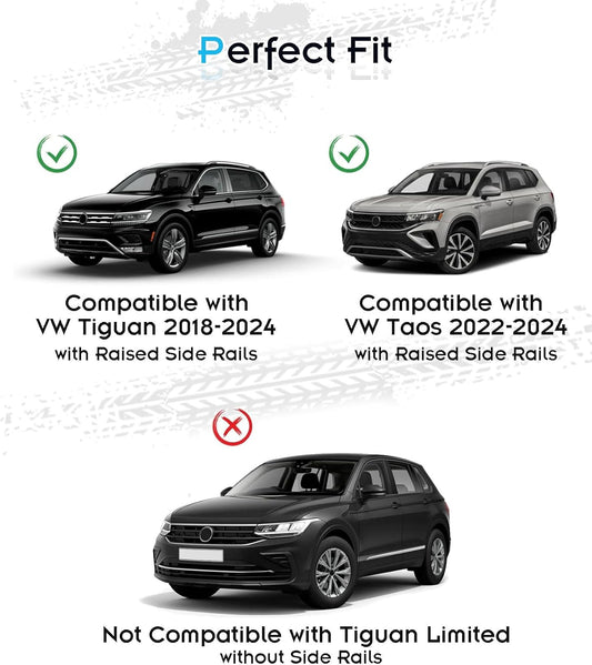 Deepace 330LBS Lockable Roof Rack Cross Bars for VW Tiguan 2018-2024 and Taos 2020-2024, 2-Hole 2-Screw Mounting & Custom Fit Design