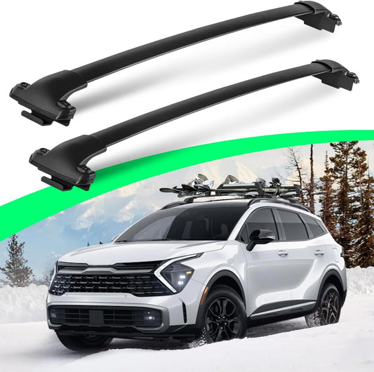 All Aluminum 260 LBS Roof Racks for 2023 2024 2025 Sportage X-Line/X-Pro, Work with Raised Side Rails, Metal Clamp Cross Bars for Cargo Ski Kayak Bike Accessories