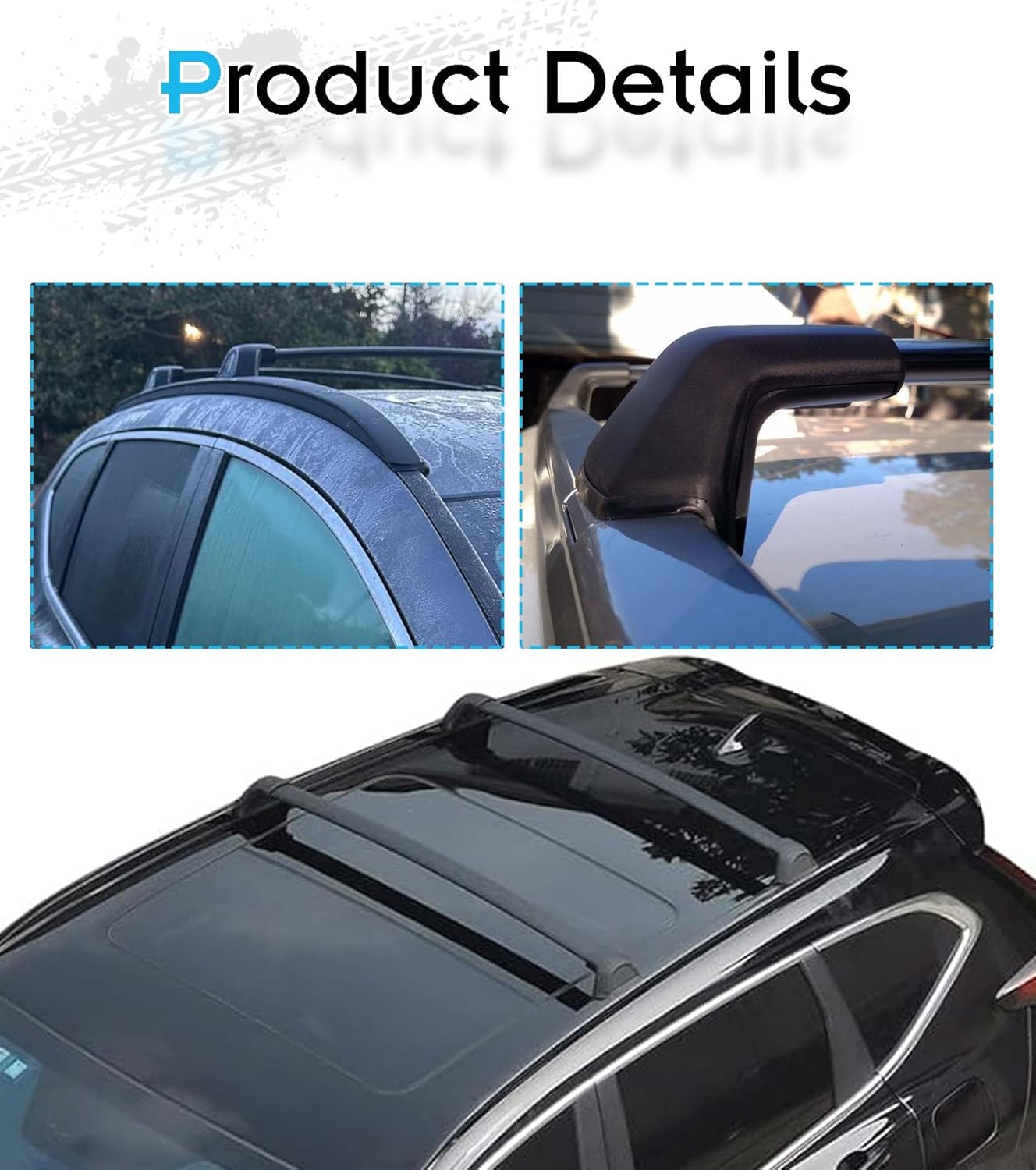 Roof Rails & Roof Racks for 2012-2016 Honda CR-V EX LX, All Black Set of 4 with 2 Side Rails and 2 Cross Bars, Rooftop Cargo Accessories