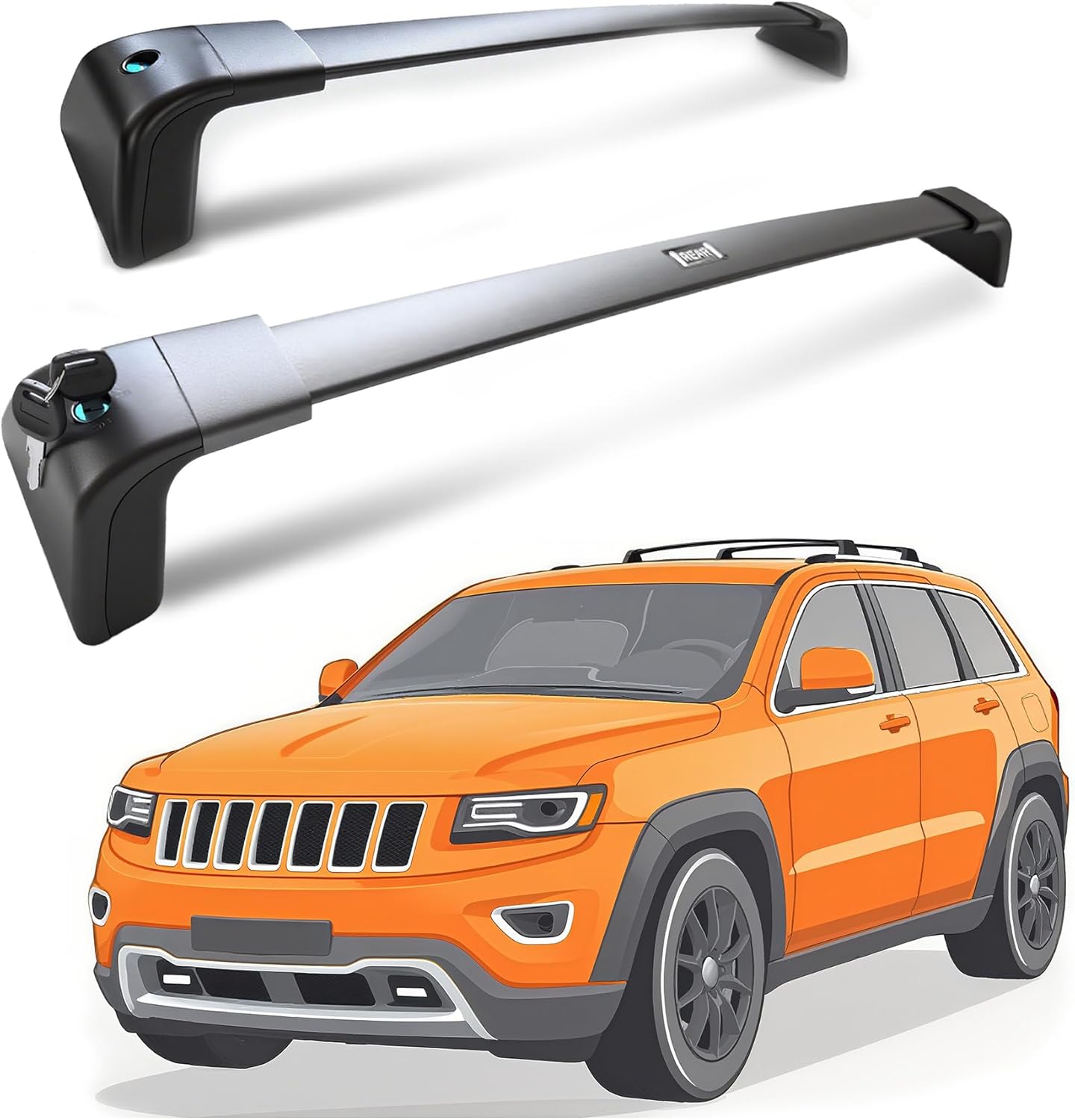 Deepace Roof Rack for Jeep Grand Cherokee 2011-2021 with Grooved Metal Side Rails, 265 LBS Heavy Duty Cross Bars- Anti-Theft Lock- Low Wind Noise- Kayak, Bike, Cargo Ready