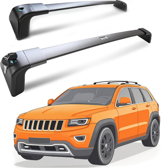 Deepace Roof Rack for Jeep Grand Cherokee 2011-2021 with Grooved Metal Side Rails, 265 LBS Heavy Duty Cross Bars- Anti-Theft Lock- Low Wind Noise- Kayak, Bike, Cargo Ready