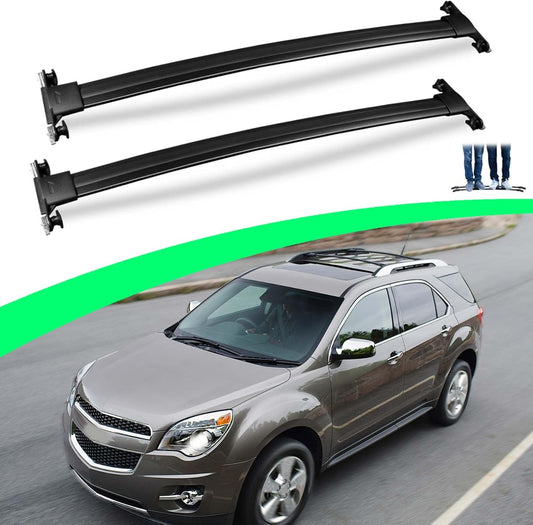 Upgraded 220 LBS Roof Racks for 2010-2017 Chevy Equinox & Terrain, Deepace All Aluminum Black Cross Rails for Kayak Ski Rooftop Accessories