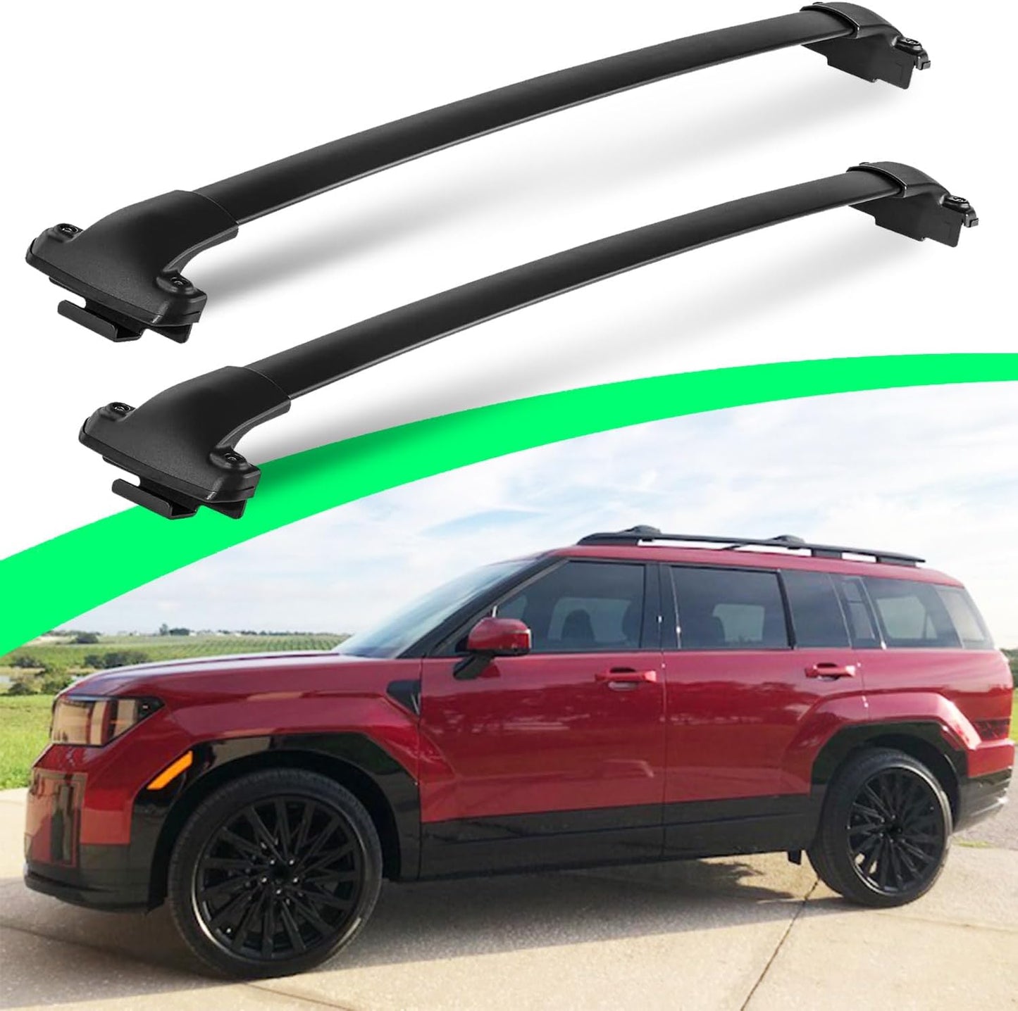 All Aluminum 260LBS Roof Racks for 2024 2025 Hyundai Santa Fe, Work with Raised Side Rails, Metal Clamp Cross Bars for Cargo Ski Kayak Bike Accessories