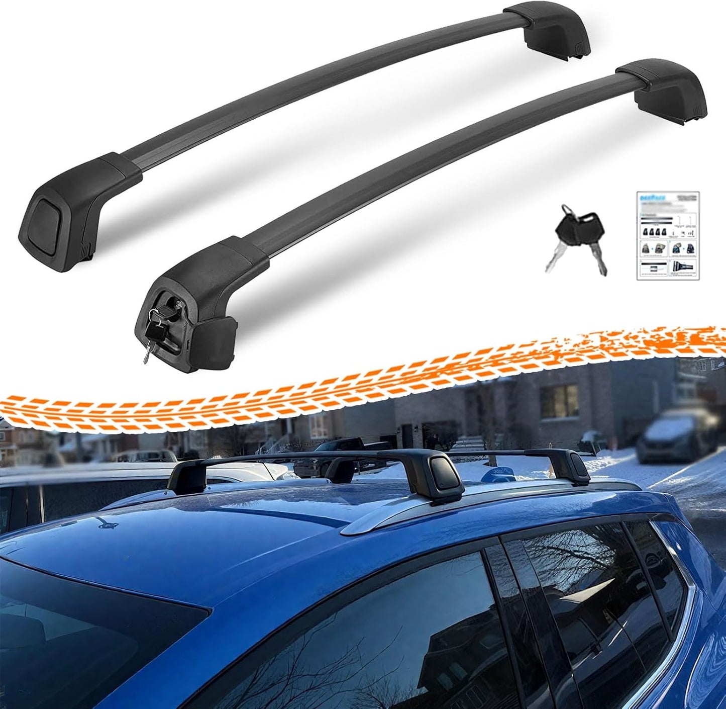 Silent Lockable Cross Bars Roof Racks for 2024 2025 2026 Chevy Equinox EV, Hidden Anti-Theft All Black Rooftop Accessories