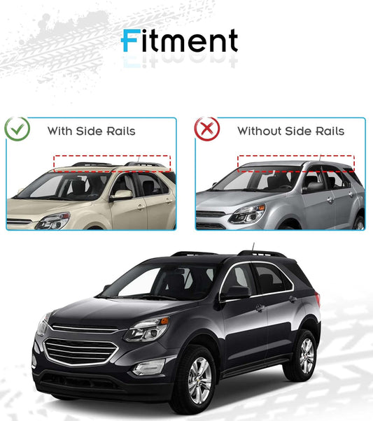 Upgraded 220 LBS Roof Racks for 2010-2017 Chevy Equinox & Terrain, Deepace All Aluminum Black Cross Rails for Kayak Ski Rooftop Accessories