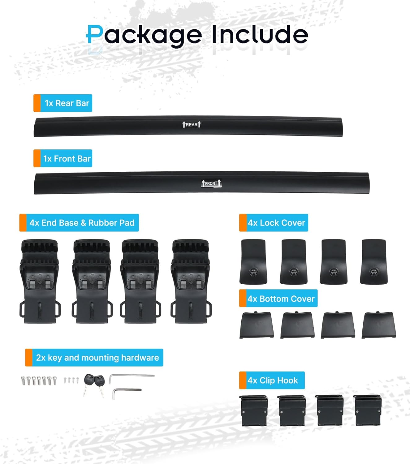 330LBS Lockable Roof Rack Cross Bars for Jeep Cherokee 2014-2023 with Raised Side Rails, 2-Hole 2-Screw Mounting & Custom Fit Design