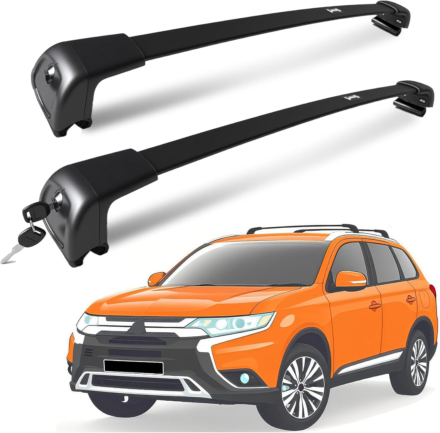 Roof Rack for Mitsubishi Outlander 2014-2021 with Flush Rails, 265 LBS Capacity Cross Bars - Anti-Theft Lock - Aerodynamic Noise Reduction - Kayak, Bike, Ski Ready