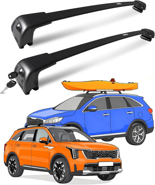 Roof Rack for Kia Sorento Hybrid 2016-2022 with Flush Rails, 265 LBS Capacity Cross Bars - Anti-Theft Lock - Aerodynamic Noise Reduction - Kayak, Bike, Ski Ready