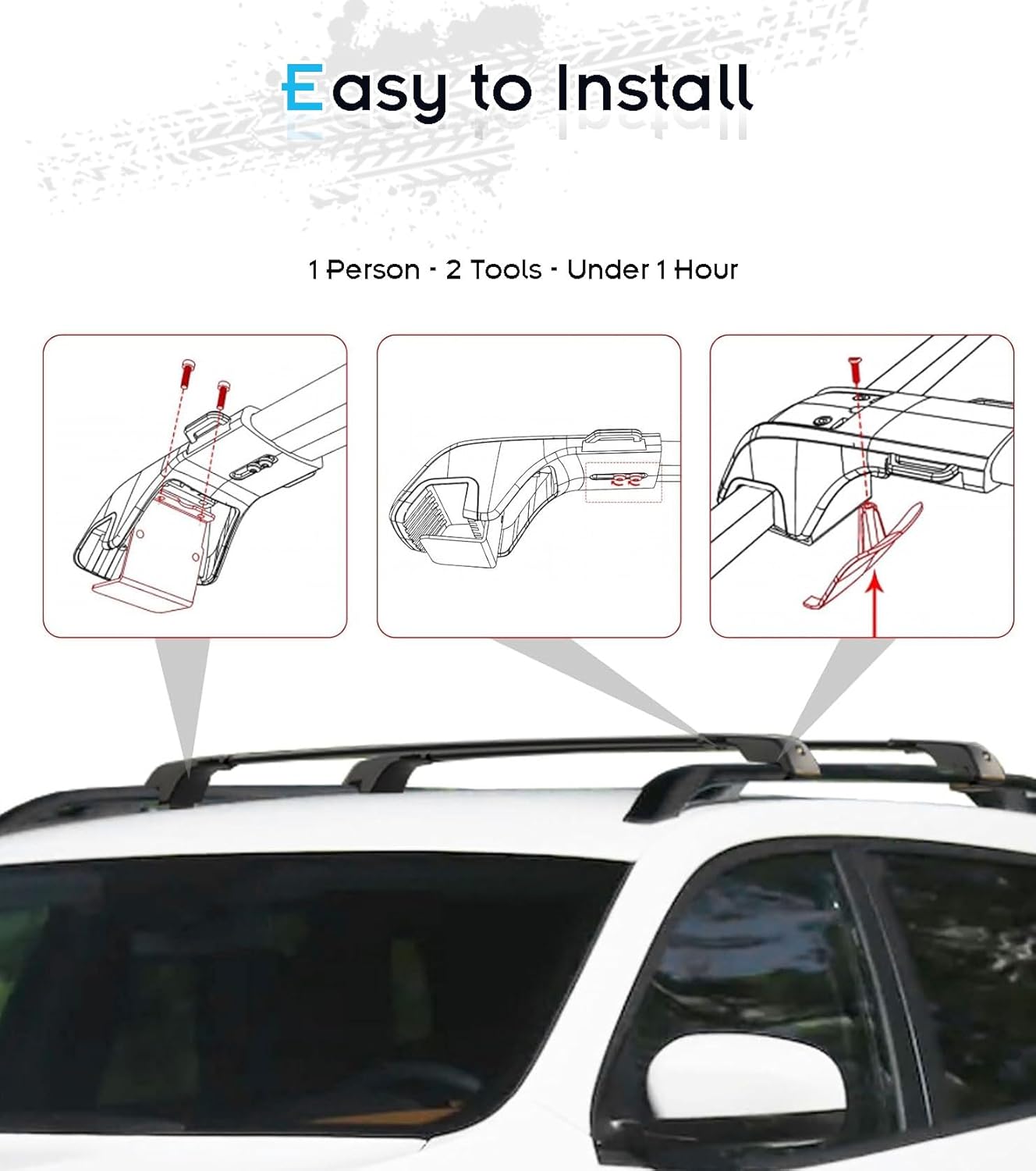 330LBS Lockable Roof Rack Cross Bars for Subaru Outback Wilderness 2022-2025, 2-Hole 2-Screw Mounting & Custom Fit Design