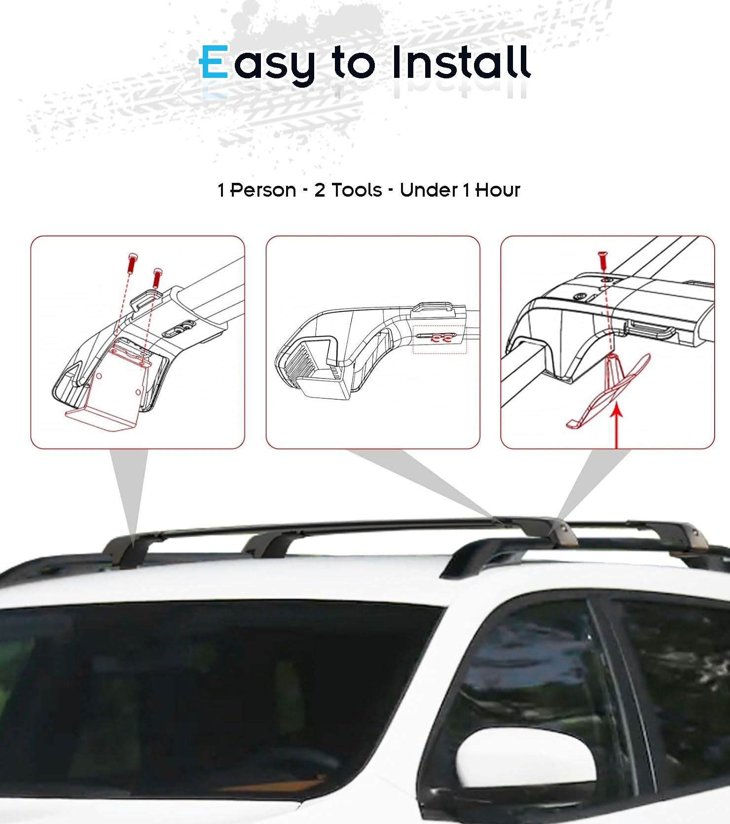 Deepace 330LBS Lockable Roof Rack Cross Bars for 2026 Hyundai Palisade, 2-Hole 2-Screw Mounting & Custom Fit Design