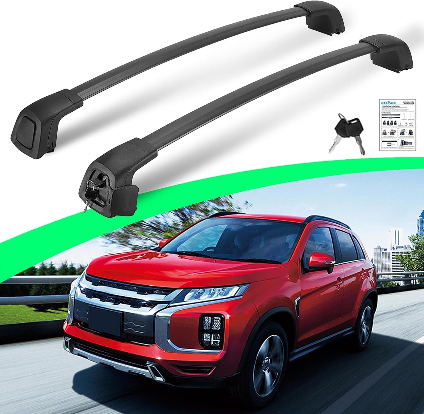 Lockable Roof Rails & Cross Bars for Honda HR-V 2016-2022, 2 Side Rails & 2 Roof Racks, Deepace All Black Rooftop Accessories