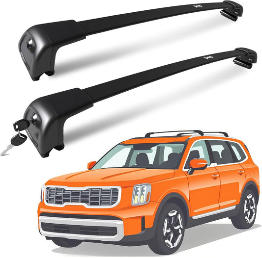 Roof Rack for Kia Telluride 2019-2025 with Flush Rails, 265 LBS Capacity Cross Bars - Anti-Theft Lock - Aerodynamic Noise Reduction - Kayak, Bike, Ski Ready