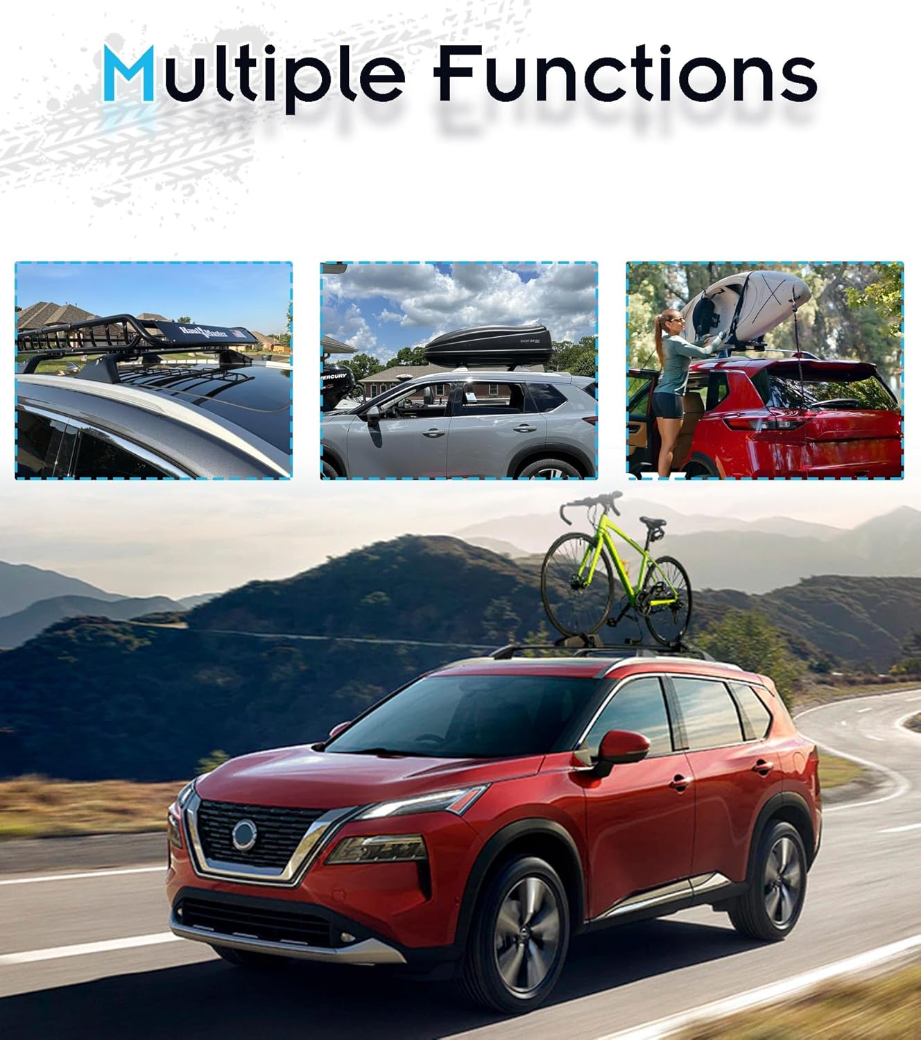 Anti-Theft Cross Bars Roof Racks for Nissan Rogue 2021-2025, 260 LBS Cross Rails for Ski Bike Rooftop Accessoreis