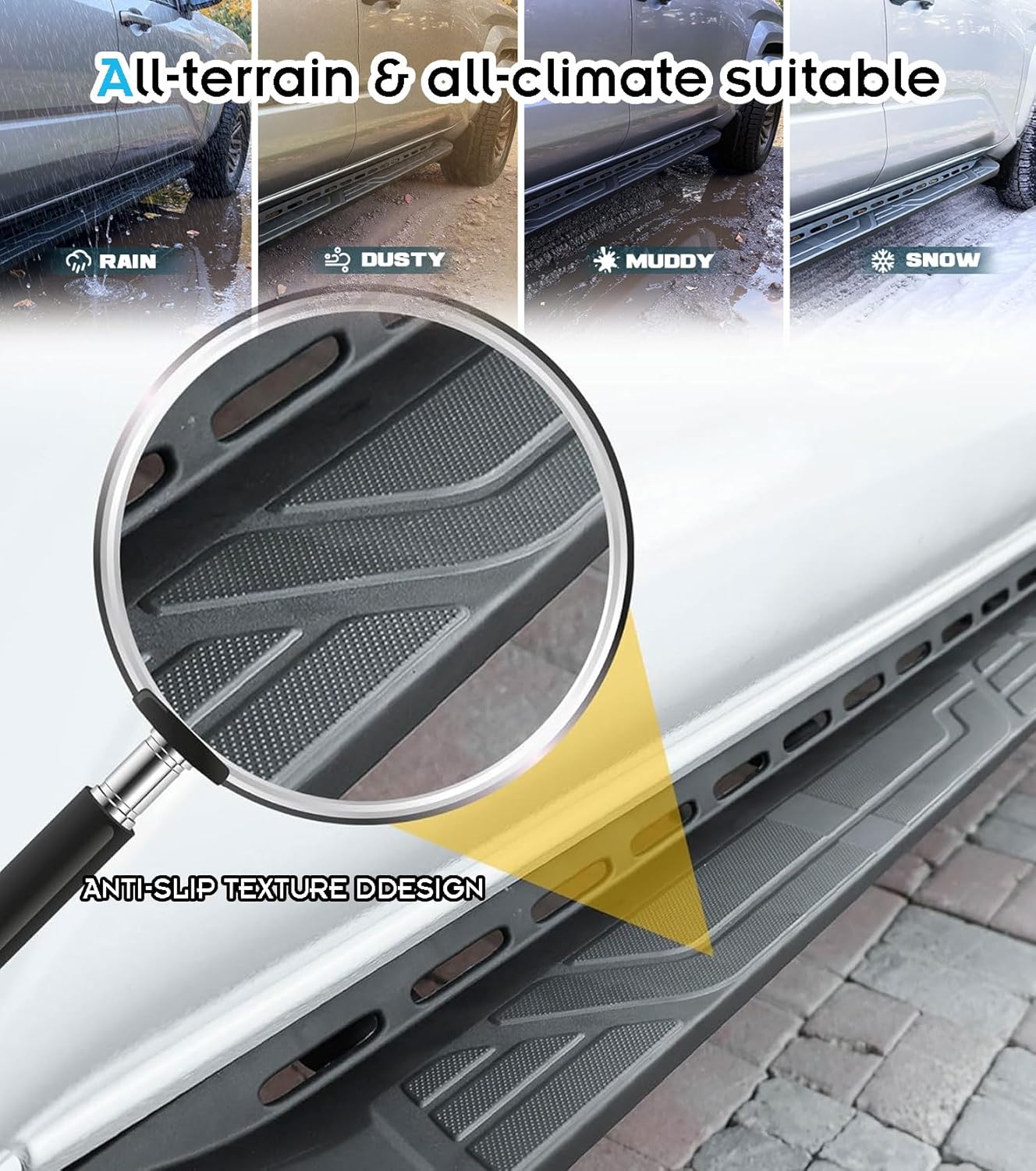 600LBS Running Boards Side Steps for 2024-2026 Toyota Tacoma - Pinch Weld Cover & No Ground Clearance Loss