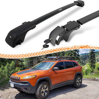 330LBS Lockable Roof Rack Cross Bars for Jeep Cherokee 2014-2023 with Raised Side Rails, 2-Hole 2-Screw Mounting & Custom Fit Design