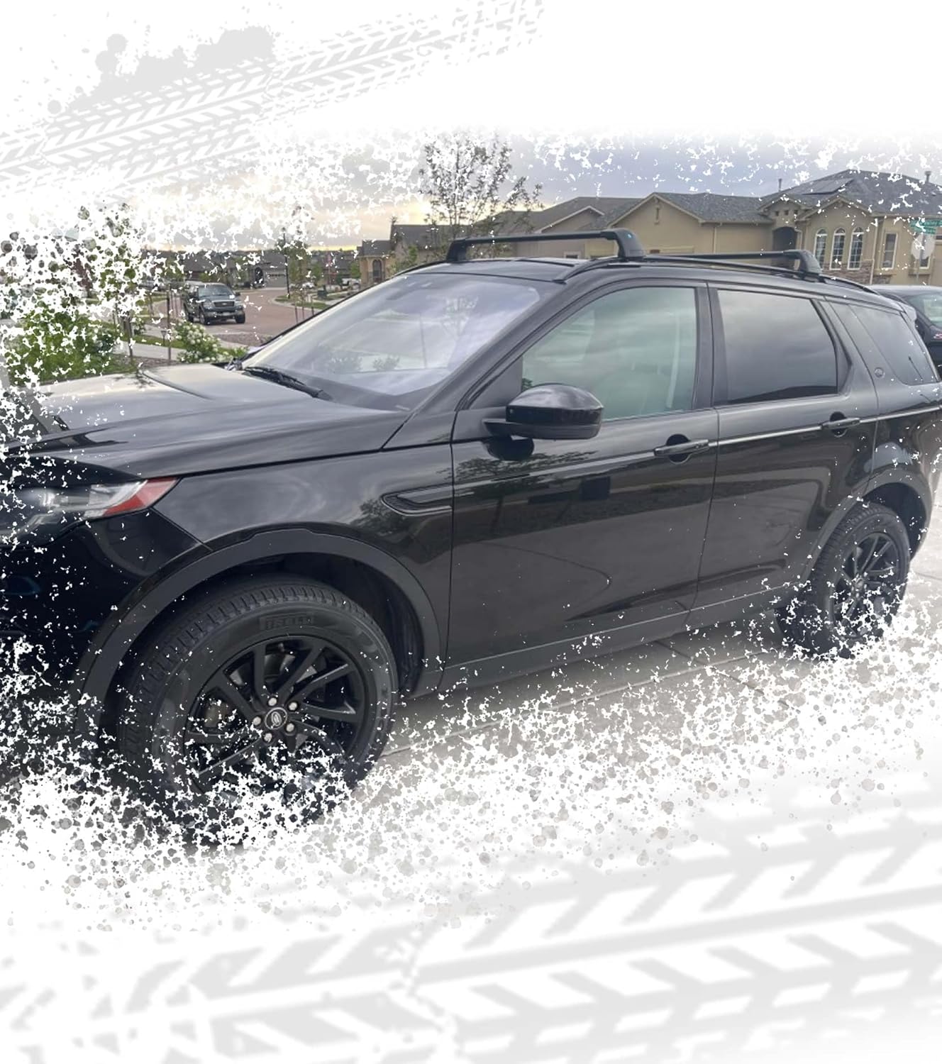 Lockable Roof Rails & Cross Bars for LR Discovery Sport, 2 Side Rails & 2 Roof Racks, Deepace All Black Rooftop Accessories (2014-2025)