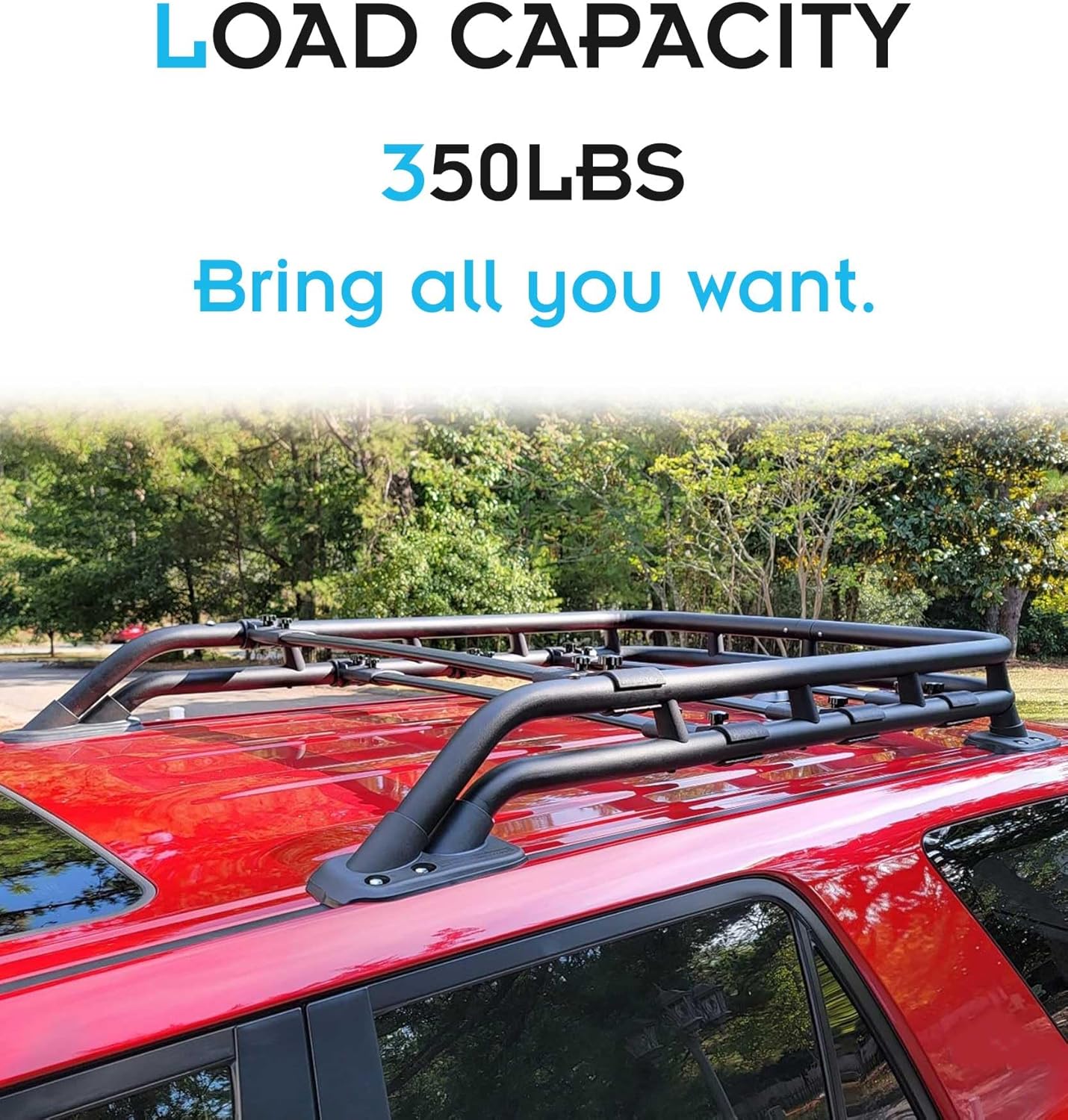 350LBS Roof Racks Basket for 2010-2024 Toyota 4RUNNER TRD Pro Sport, Black Aluminum Extension Top Luggage Holder Cross Bars