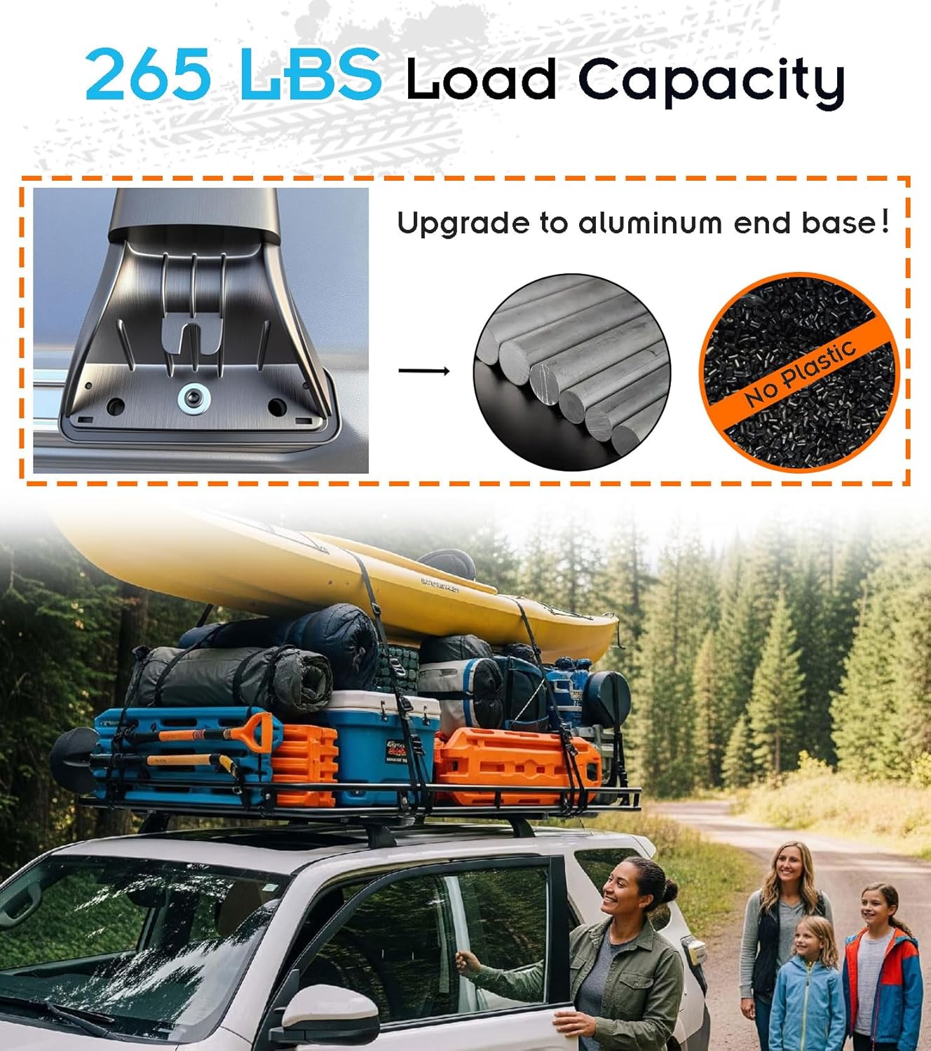 Deepace Roof Rack for Jeep Grand Cherokee 2011-2021 with Grooved Metal Side Rails, 265 LBS Heavy Duty Cross Bars- Anti-Theft Lock- Low Wind Noise- Kayak, Bike, Cargo Ready