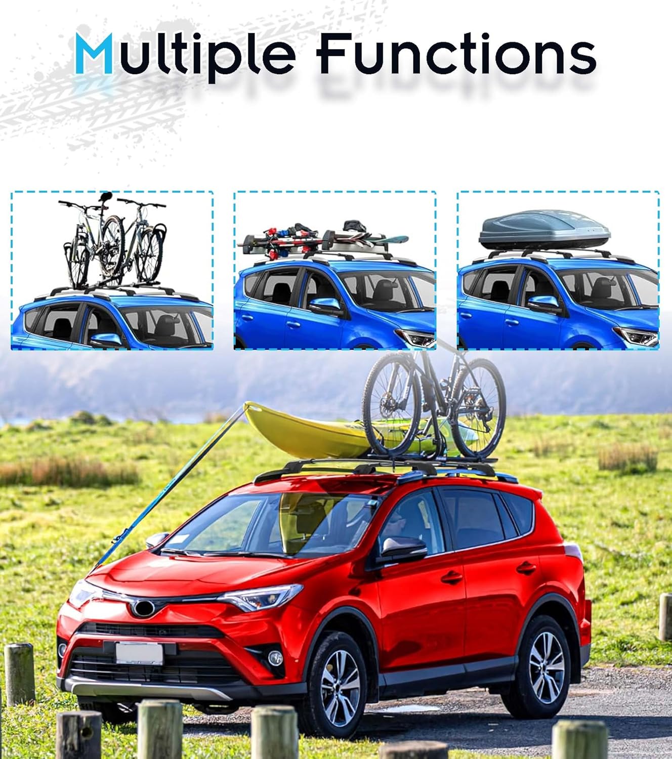 All Aluminum Side Rails for Toyota RAV4 2014-2018, Silver Roof Rails Bolt on Your Original Holes, No Drilling Required