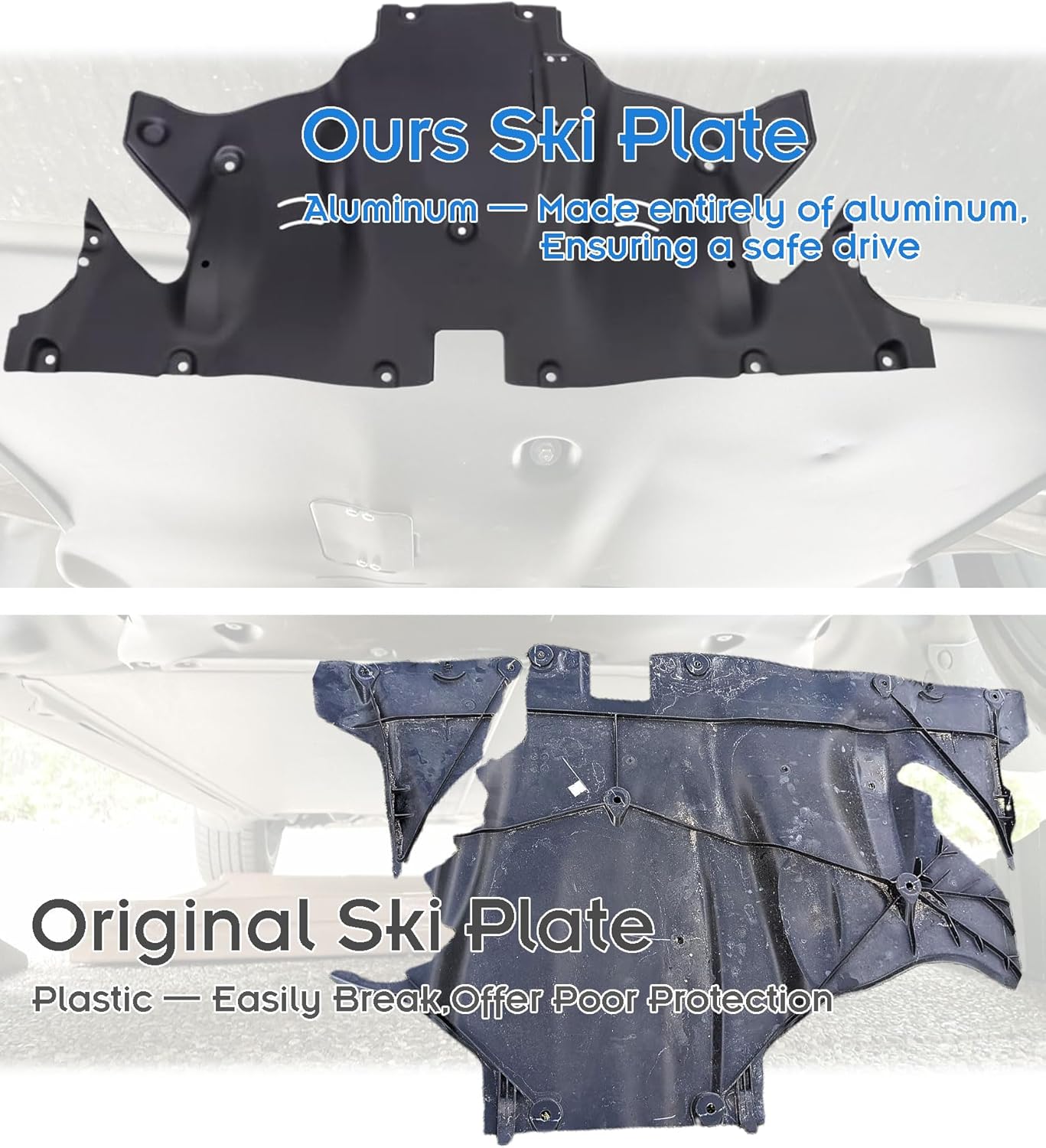 All Aluminum Rear Protective Skid Plate for Tesla Model Y/Model 3, Fits 2017-2024, Guards Chassis from Road Debris