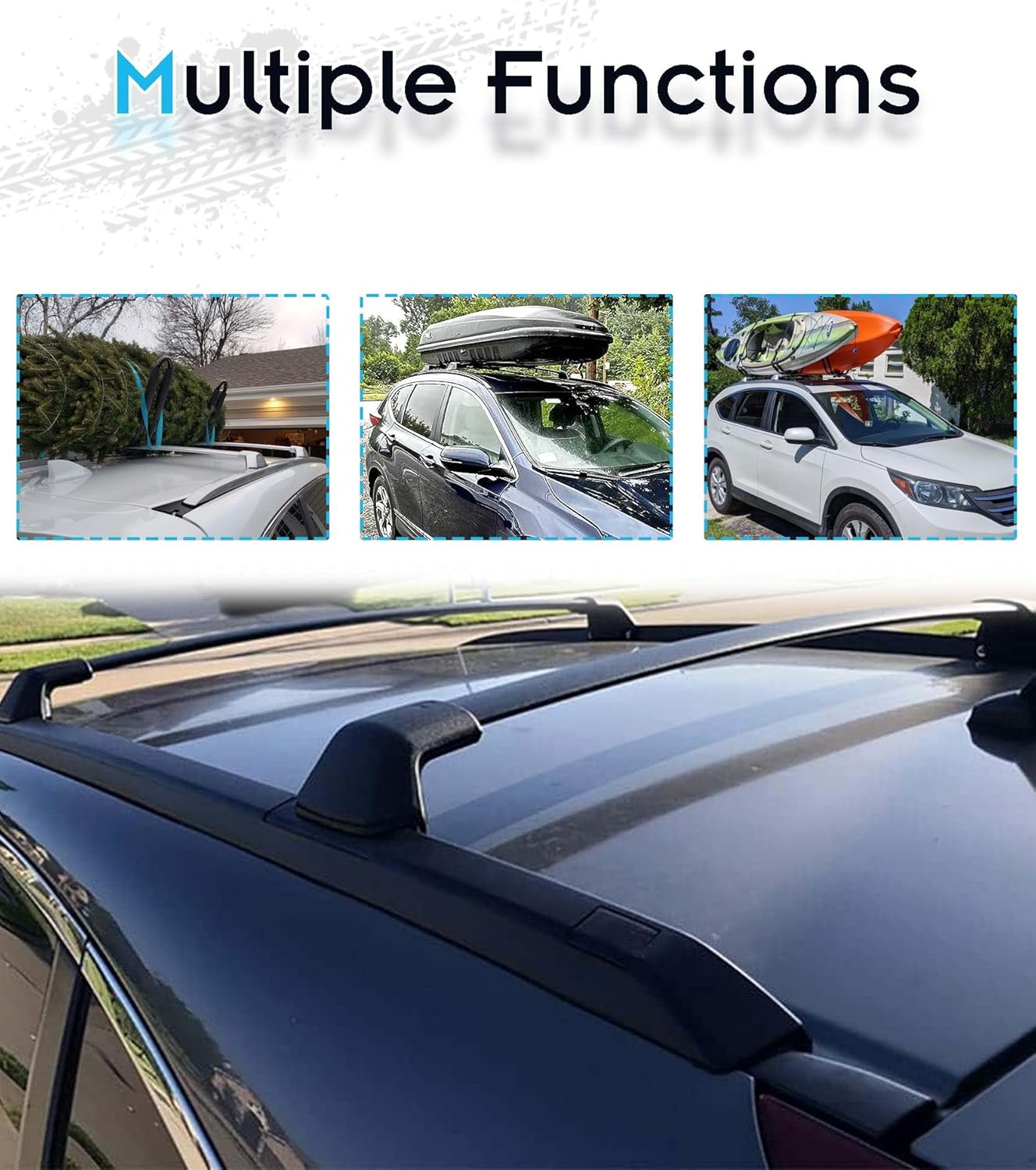 Roof Rails & Roof Racks for 2012-2016 Honda CR-V EX LX, All Black Set of 4 with 2 Side Rails and 2 Cross Bars, Rooftop Cargo Accessories