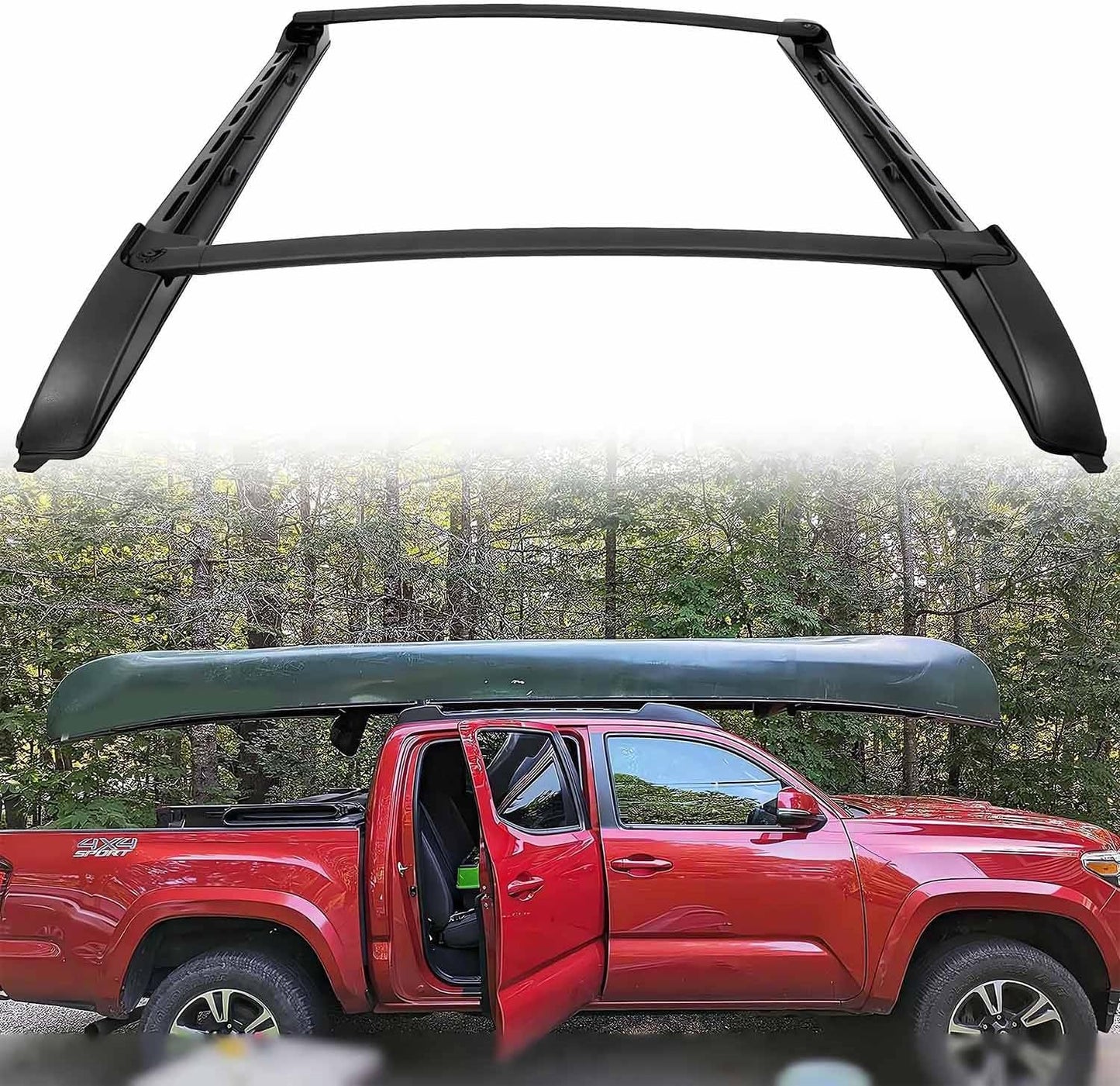 Upgrade 200LBS Roof Racks Cross Bars for Toyota Tacoma 2005-2023 Double Cab, Roof Side Rails Cross Rails for Off Road Adventure Cargo Rooftop Accessories