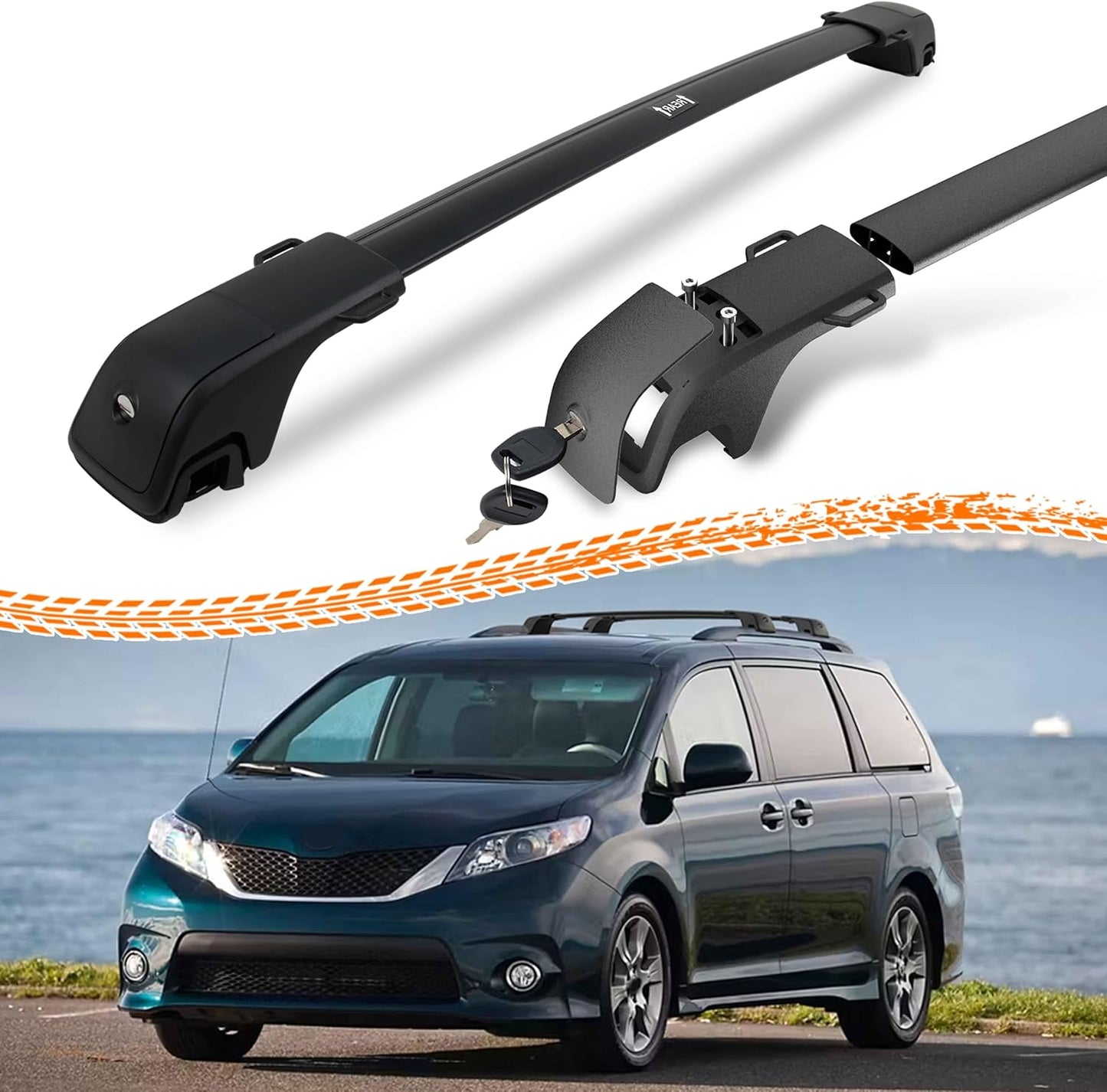 330LBS Lockable Roof Rack Cross Bars for Toyota Sienna 2011-2020, 2-Hole 2-Screw Mounting & Custom Fit Design