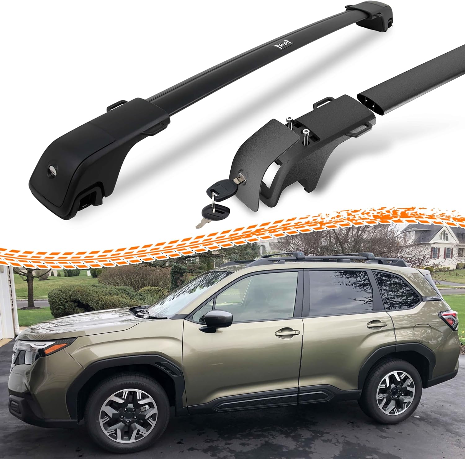 330LBS Lockable Roof Rack Cross Bars for Subaru Forester 2026-2009, 2-Hole 2-Screw Mounting & Custom Fit Design