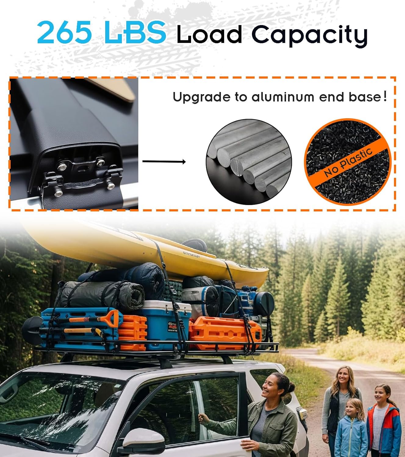 Roof Rack for Hyundai Kona & Kona EV 2018-2023 with Flush Rails, 265 LBS Capacity Cross Bars - Anti-Theft Lock - Aerodynamic Noise Reduction - Kayak, Bike, Ski Ready