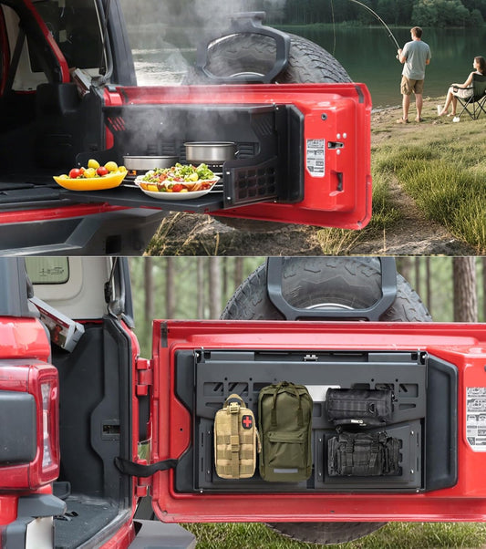Deepace Aluminum Rear Door Tailgate Table with Molle Panel for Ford Bronco 2021-2025, 2 and 4 Door