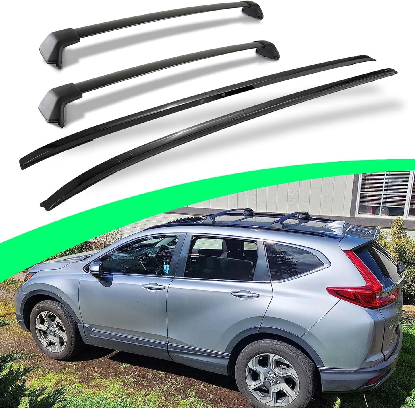 Roof Rails & Roof Racks for 2012-2016 Honda CR-V EX LX, All Black Set of 4 with 2 Side Rails and 2 Cross Bars, Rooftop Cargo Accessories