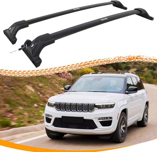 300 LBS Lockable Roof Rack Cross Bars for 2021-2025 Jeep Grand Cherokee L 3-Row and 2022-2025 Jeep Grand Cherokee 2-Row - Hidden Screws & Low Wind Noise Aluminum Cargo Carrier