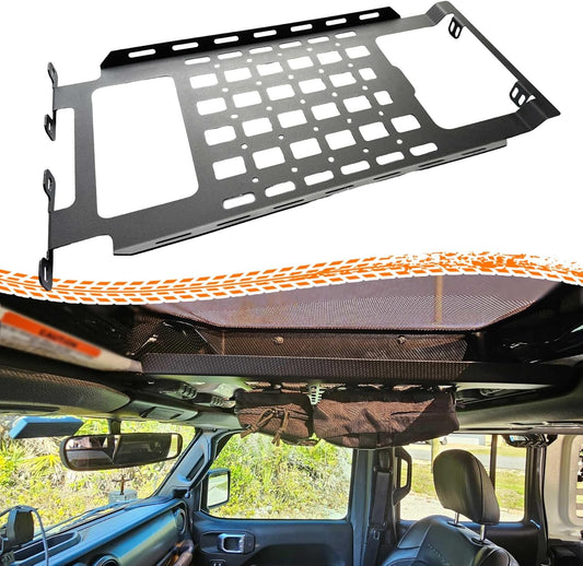 165LBS Roof Molle Panel for Jeep Wrangler JL & Gladiator JT 2/4 Doors 2018-2024 (NOT FIT Electric Soft-top Models), No Drilling Required