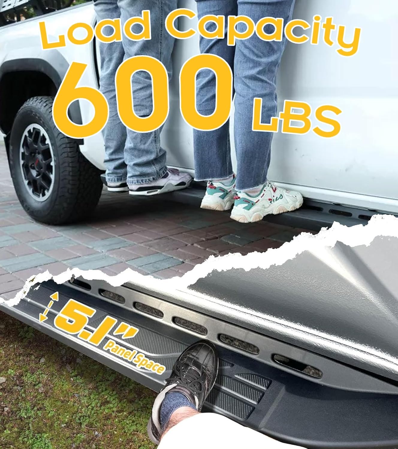 600LBS Running Boards Side Steps for 2024-2026 Toyota Tacoma - Pinch Weld Cover & No Ground Clearance Loss