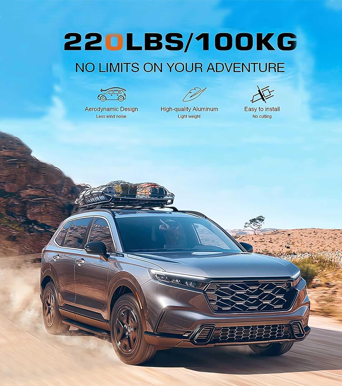 220 LBS Roof Racks Cross Bars for 2023 2024 2025 Honda CRV CR-V Hybrid, Deepace All Aluminum Cross Rails for Kayak Ski Bike