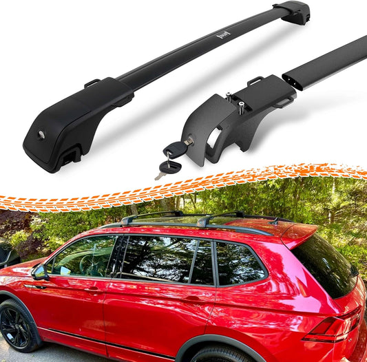 Deepace 330LBS Lockable Roof Rack Cross Bars for VW Tiguan 2018-2024 and Taos 2020-2024, 2-Hole 2-Screw Mounting & Custom Fit Design